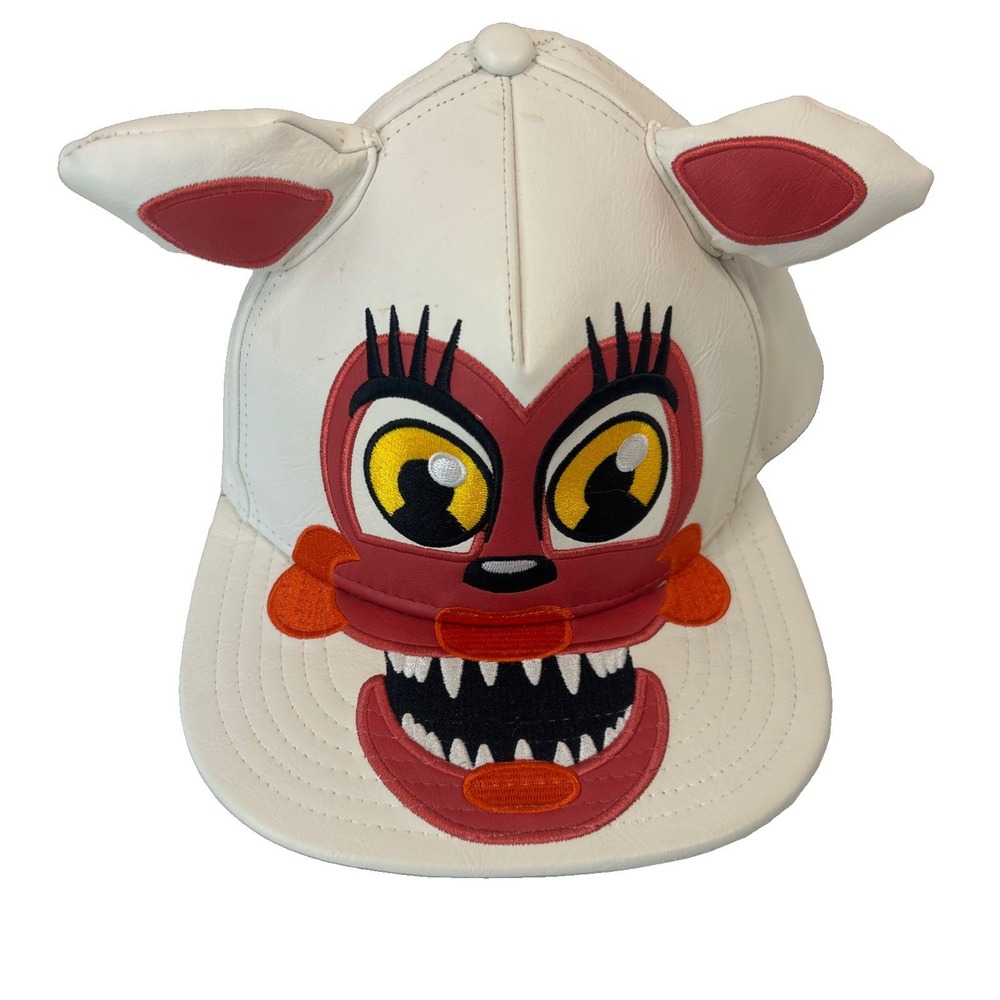 FNAF Five Nights at Freddy's Mangle White Faux Leather Baseball Cap Hat